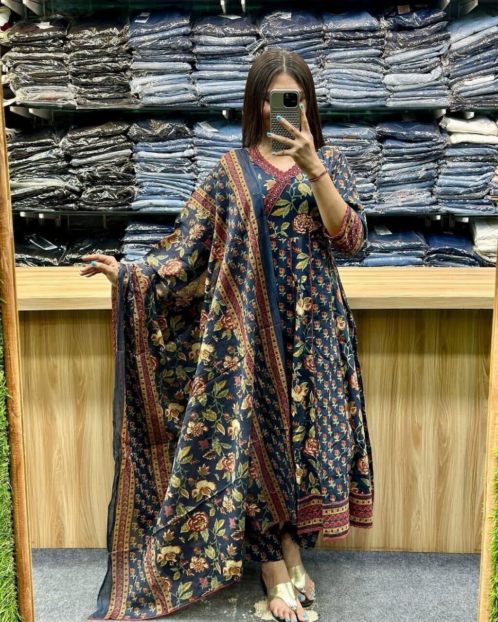 Cotton Beautiful Anarkali Kurti Suit Dress Indian Bollywood Ethnic Kurta Pant