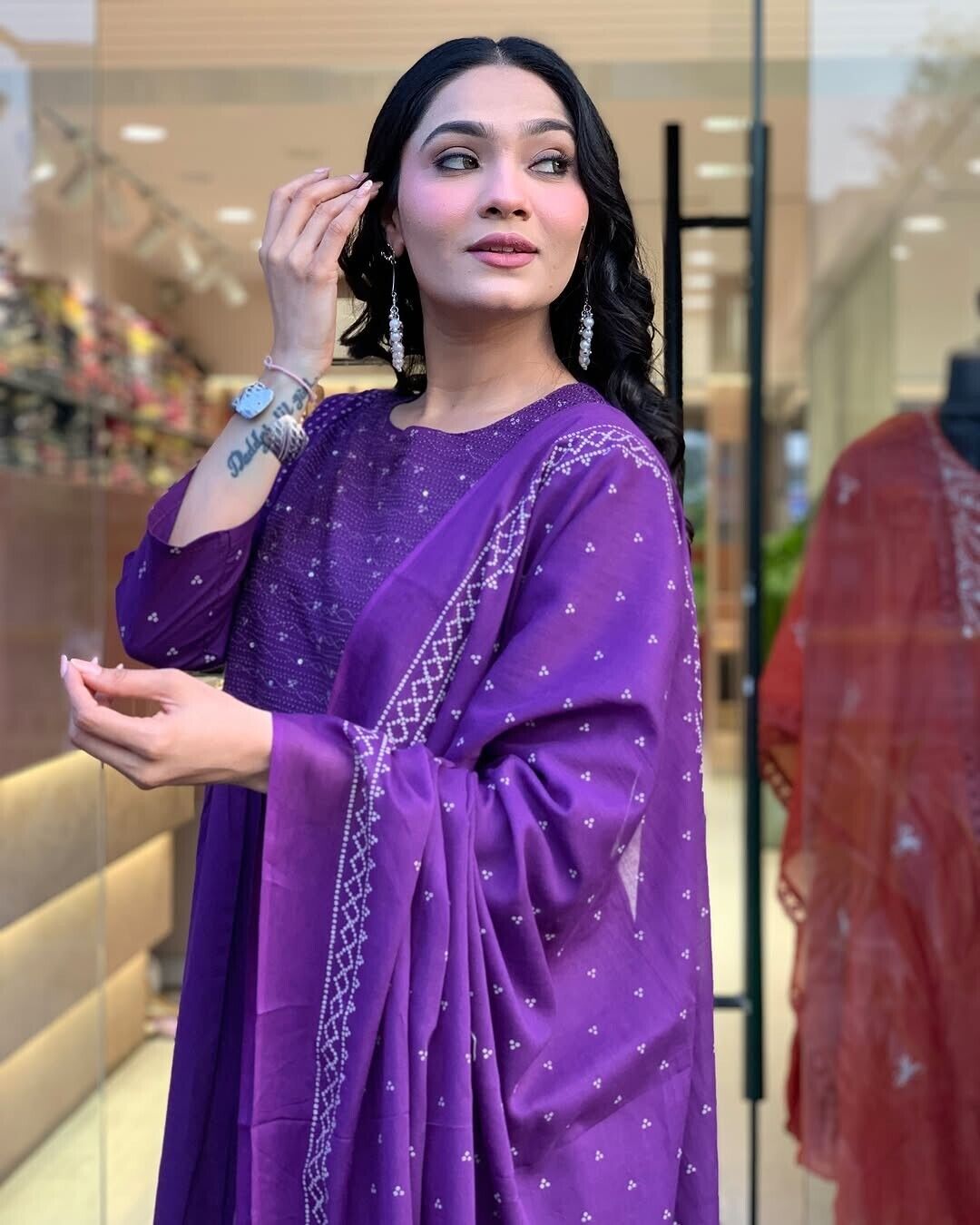 Cotton Indian Designer Bollywood Party Wear Anarkali Flared Gown duppatta