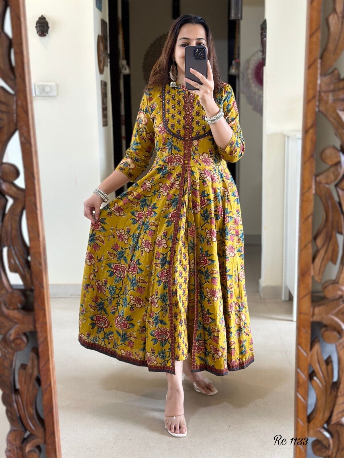 Pakistani Anarkali Gown Kurta Pant Set Indian Party Wear Top Tunic Kurti Dress