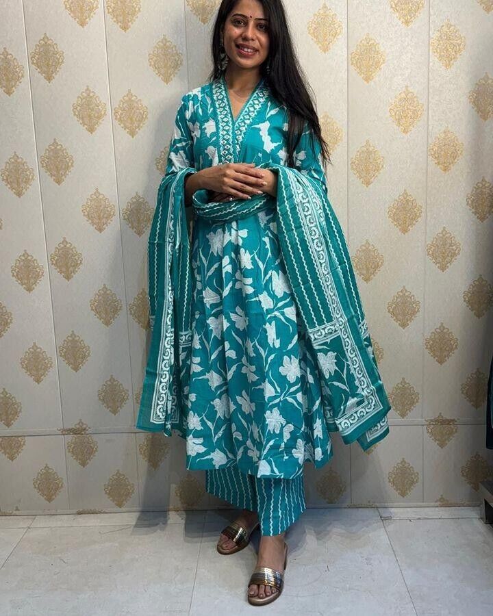 Cotton Printed Indian Pakistani Salwar Kameez – Designer A-line Dress Wear Suit