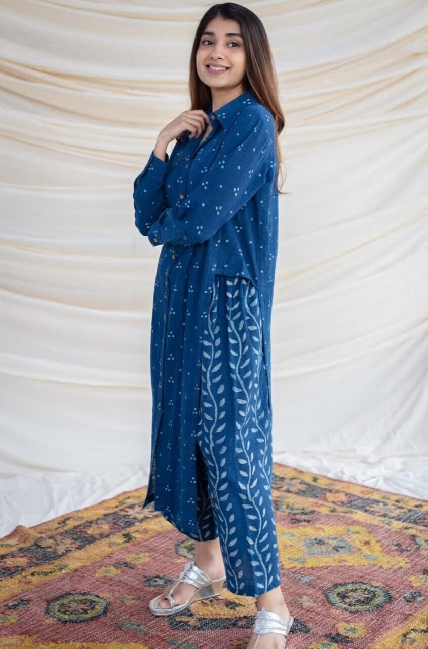 Cotton 2 Pcs  Women Designer Kurta Pant Set Indian Bollywood Party Wear Kurti