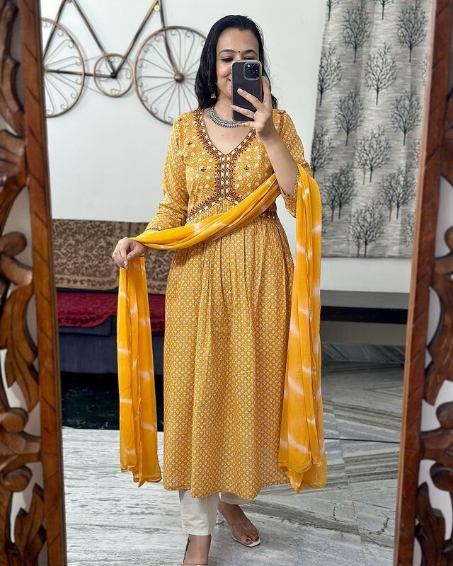 Yellow Bollywood Anarkali Gown Suit – Indian Pakistani Designer Wear