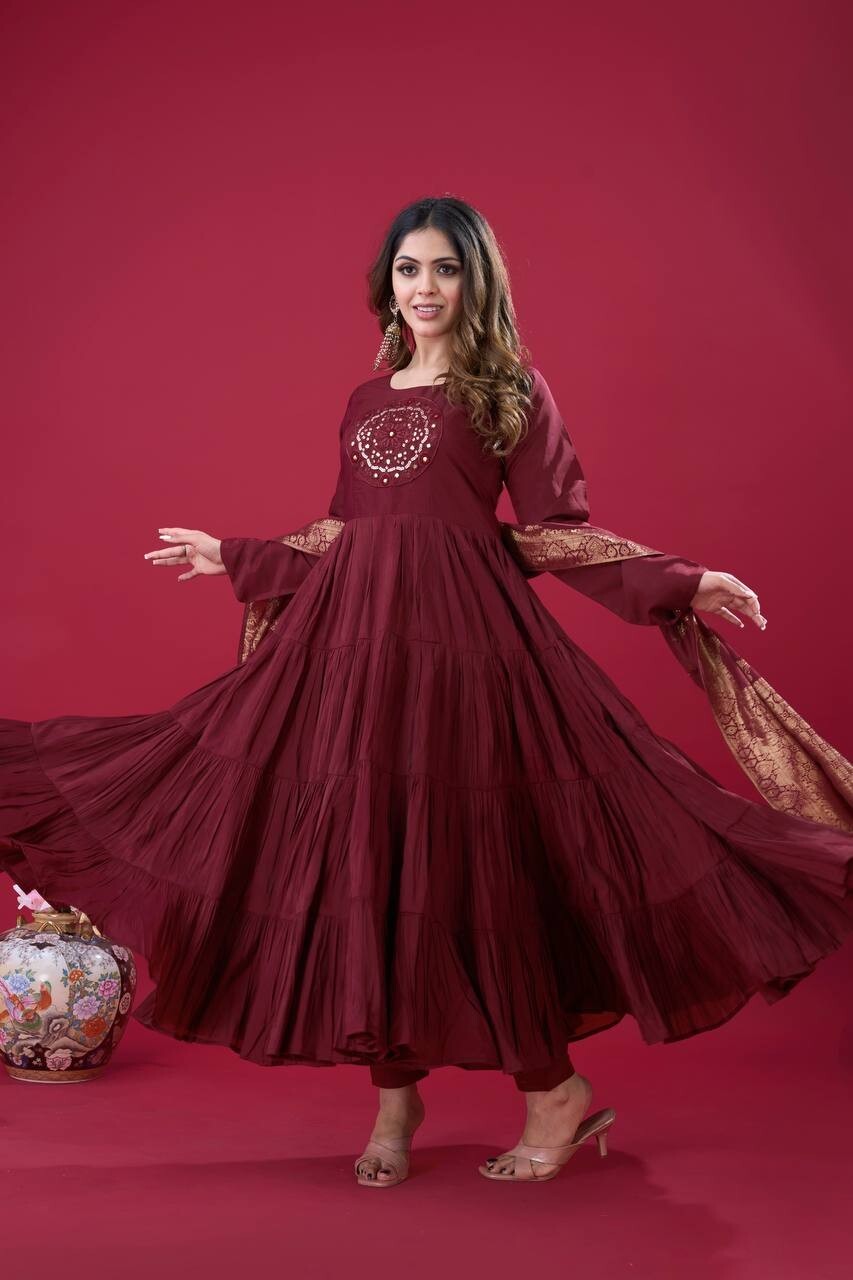 Pakistani Silk Salwar Kameez Readymade Suit Indian Wedding Party Gown Anarkali