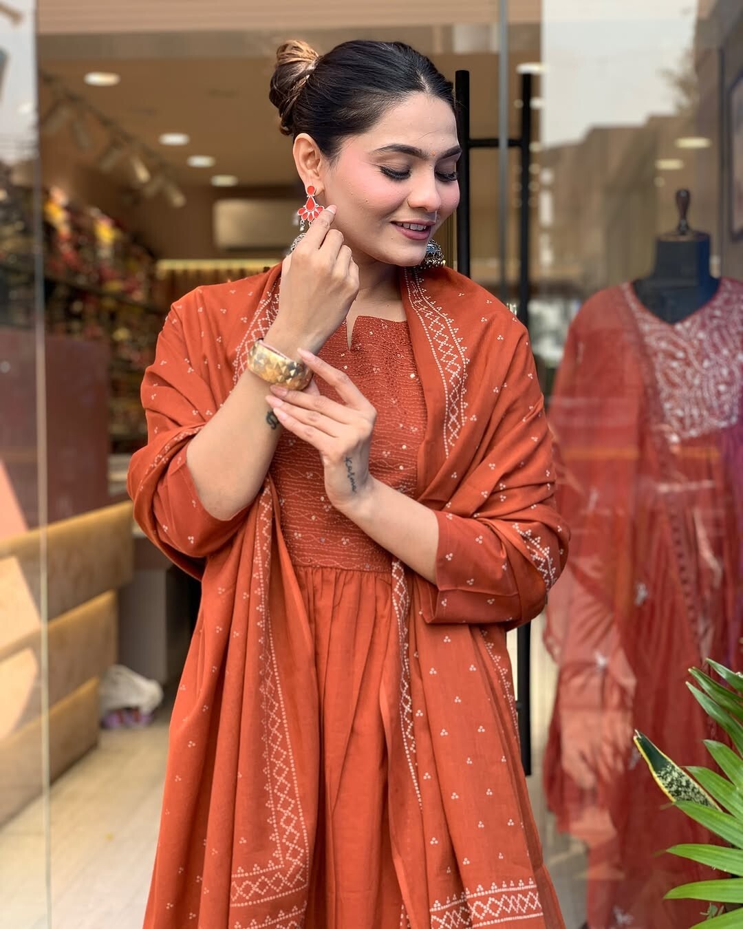 Cotton Indian Designer Bollywood Party Wear Anarkali Flared Gown duppatta