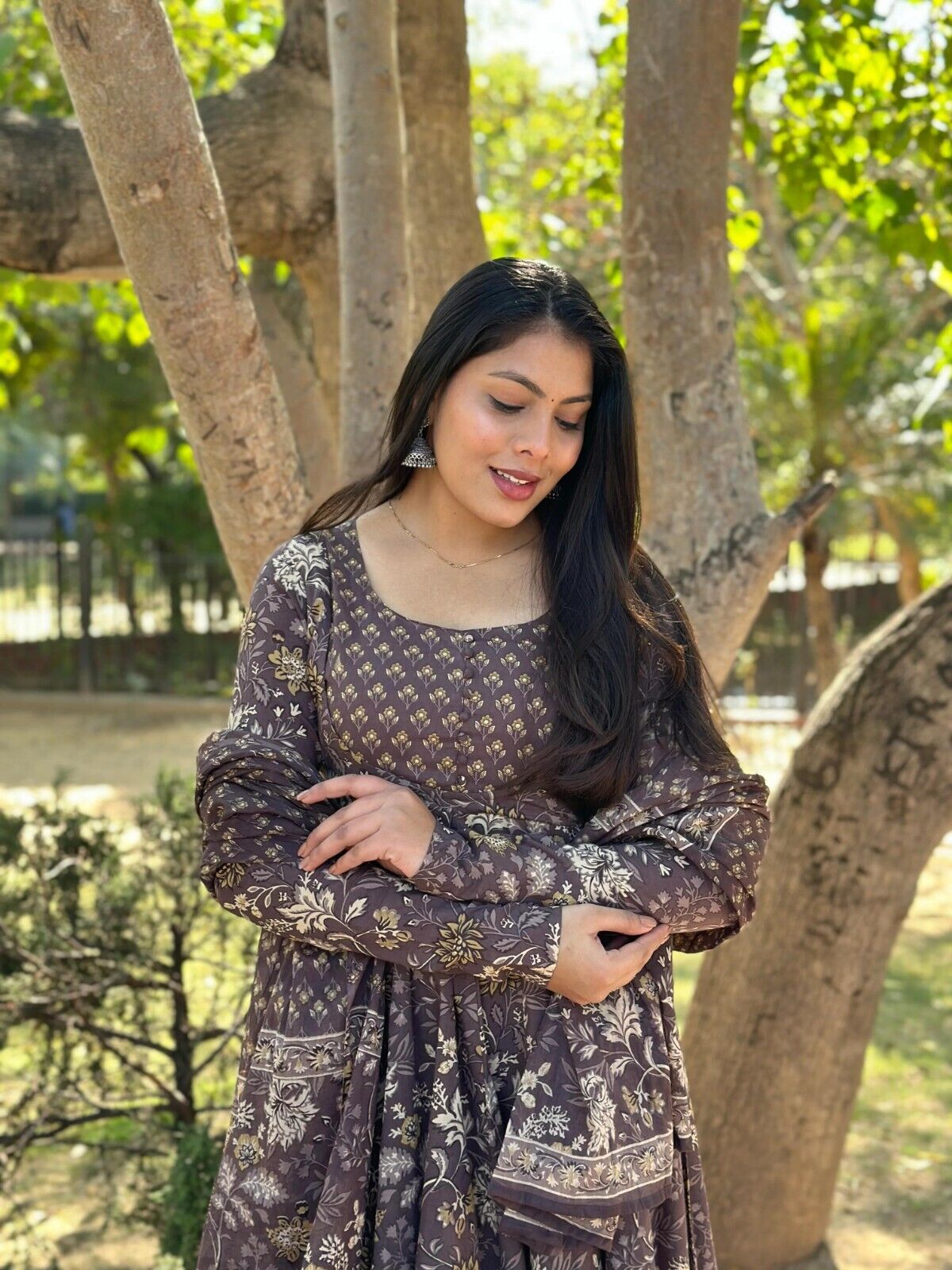 Women’s Designer Floral Printed Anarkali Gown Ethnic Pakistani Style Top