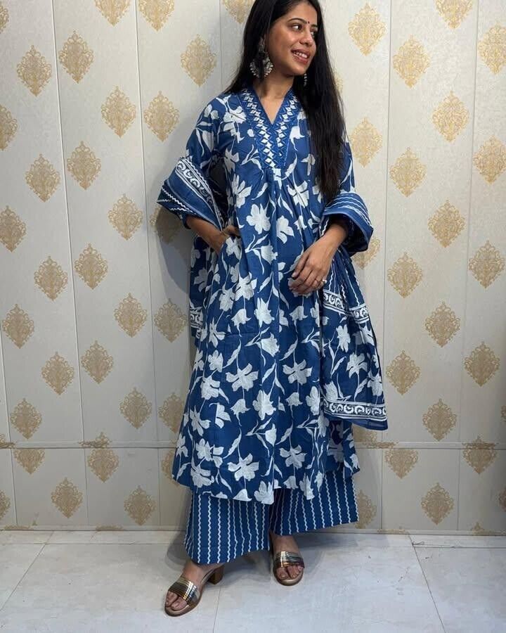 Cotton Printed Indian Pakistani Salwar Kameez – Designer A-line Dress Wear Suit