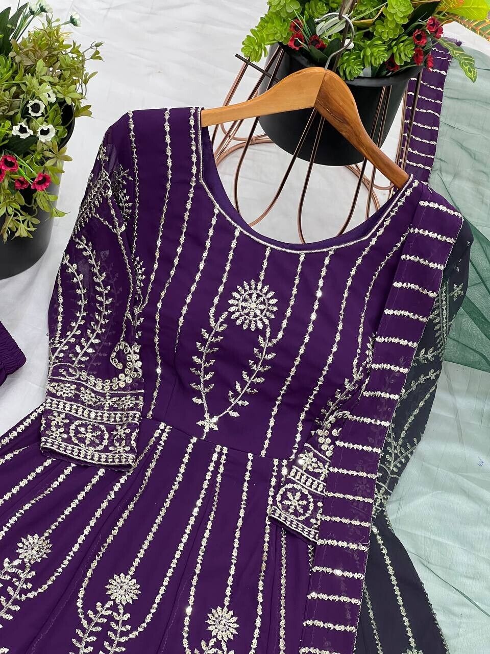Readymade Georgette Pakistani Salwar Kameez Sharara Palazzo Set with Net Dupatta