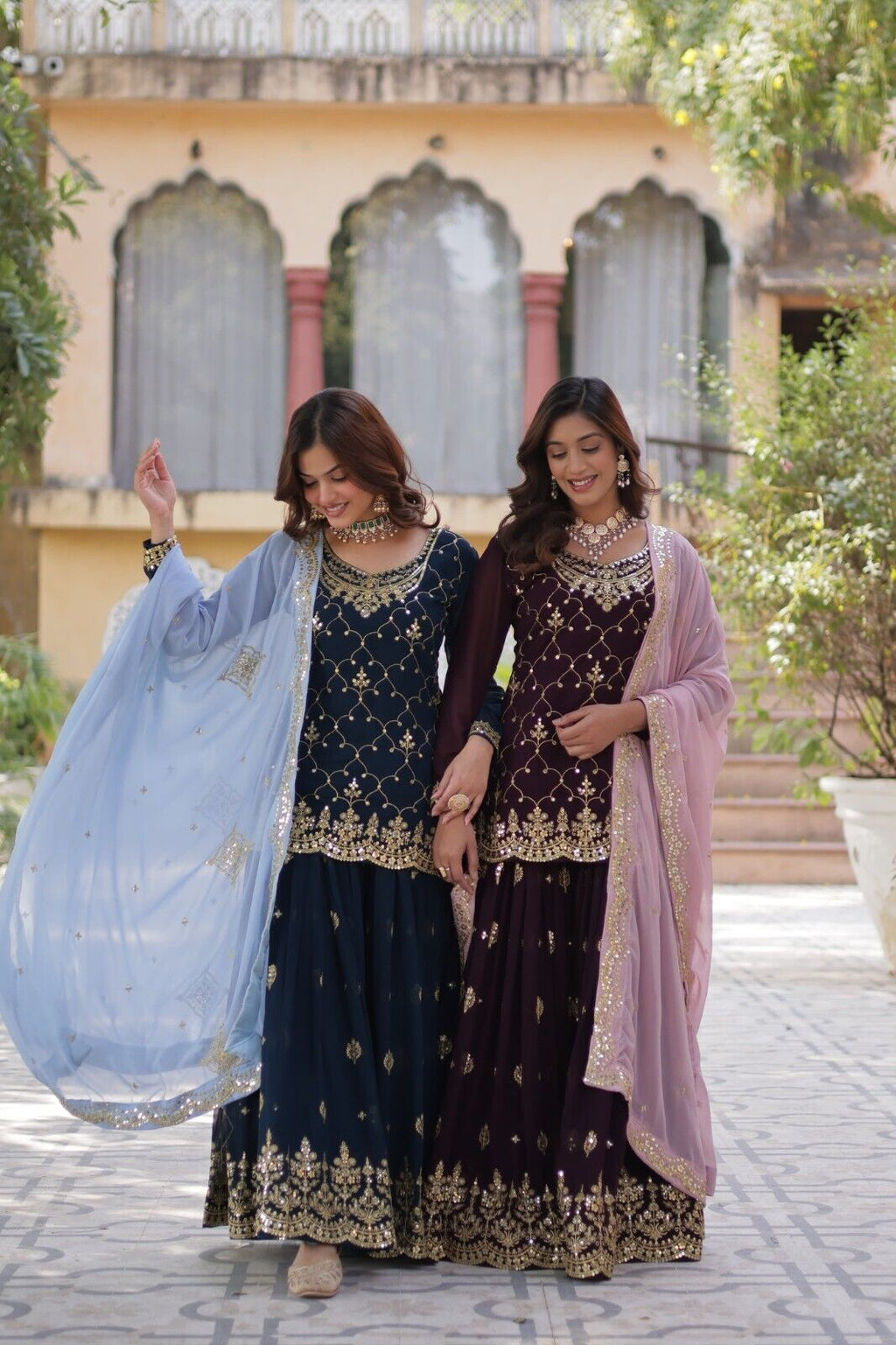 Georgette readymade Indian Pakistani Salwar Kameez Set – Palazzo Kurti Dupatta