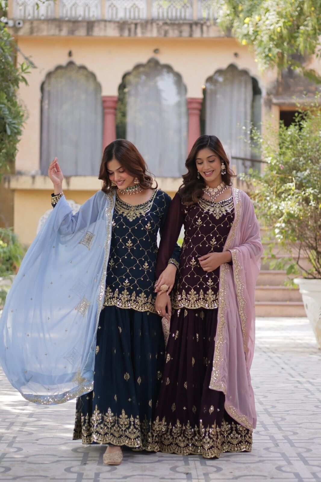 Georgette readymade Indian Pakistani Salwar Kameez Set – Palazzo Kurti Dupatta