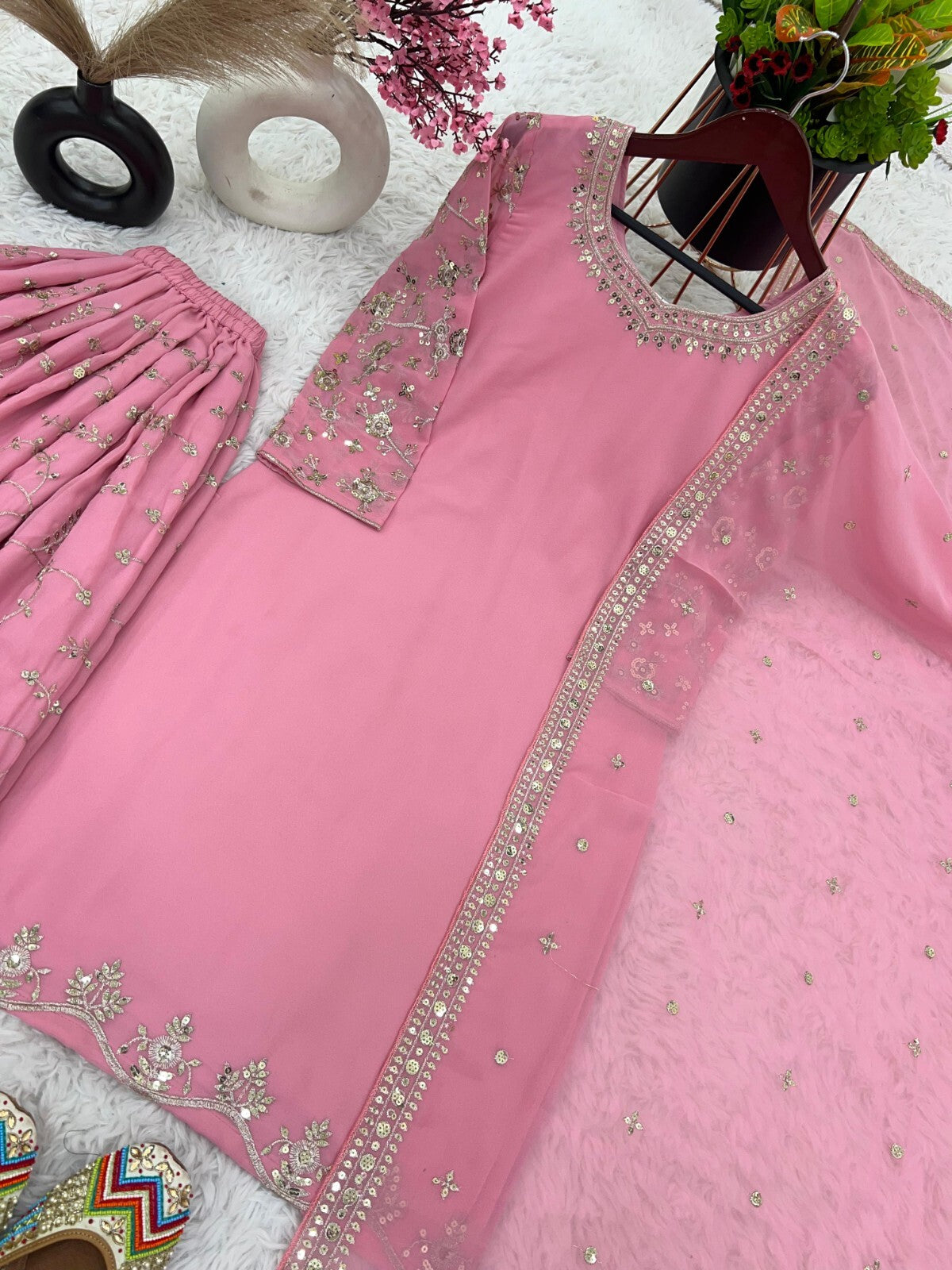 Bollywood Sharara Suit Ethnic Indian Kameez Salwar Pakistani Designer Georgette