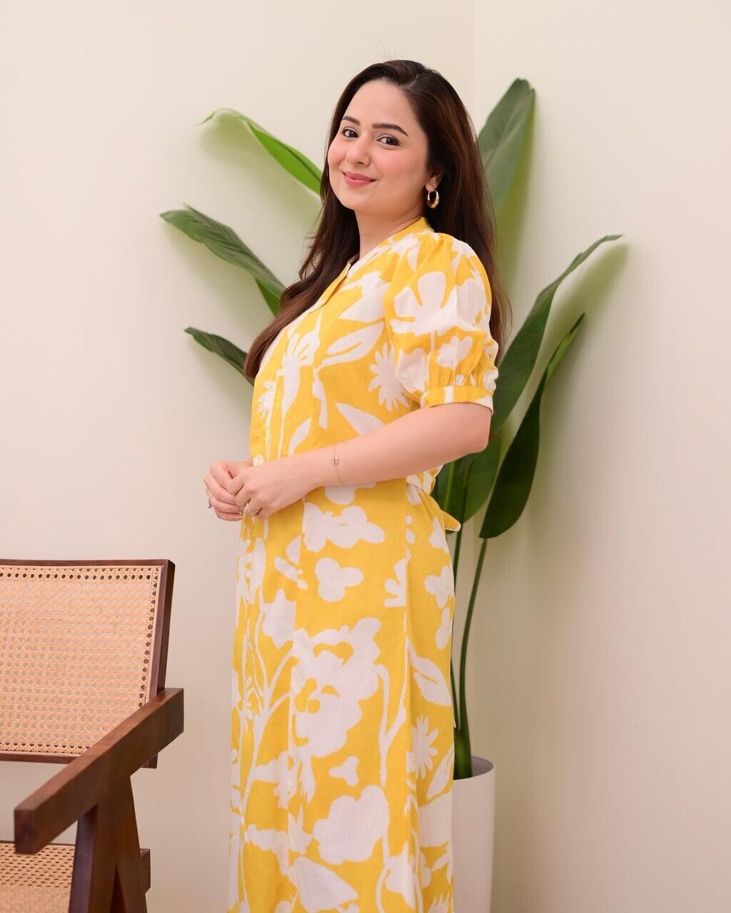 Yellow  Printed Outfit for Women Indian Paksitani Anarkali Gown