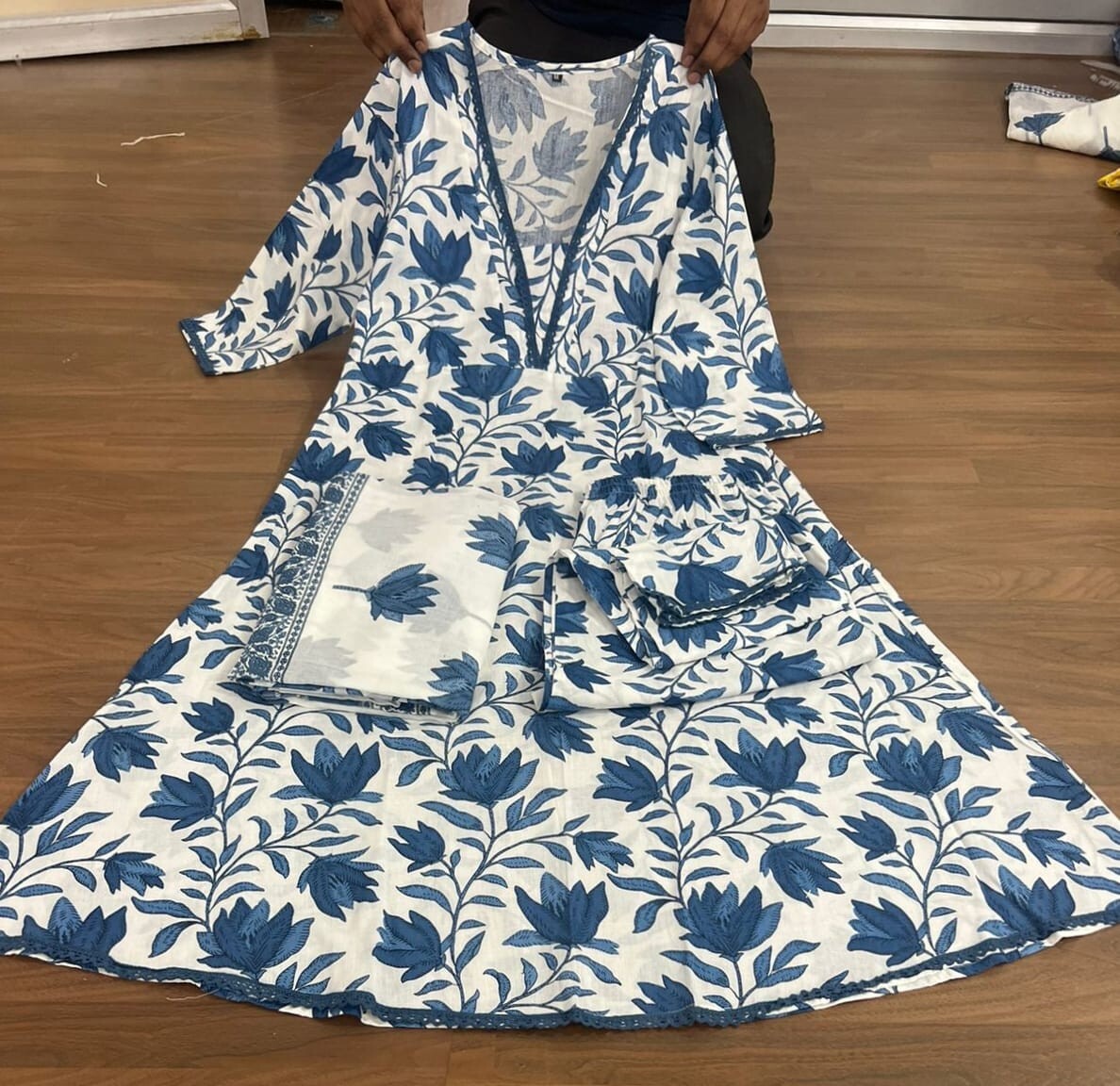 Salwar Kameez Indian A-line Kurta Set – Pure Cotton with Floral Digital Print