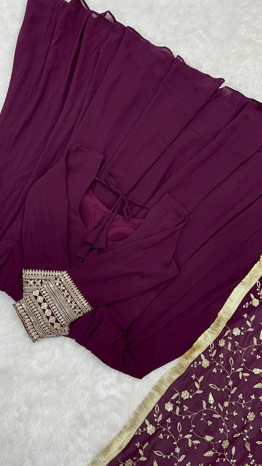 Designer Heavy Fox Georgette Anarkali Gown Set Fully Stitched & Ready to Wear