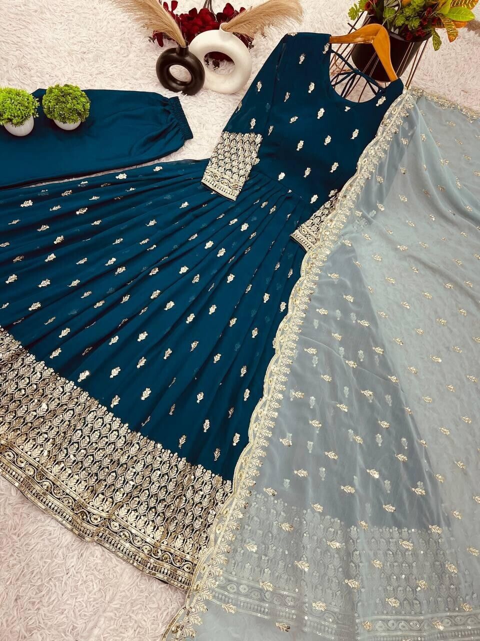 Indian Bollywood Bridal Party Heavy Pakistani Flared Anarkali  Wedding Gown