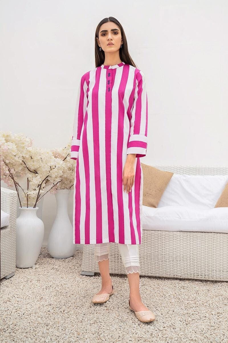 2 pcs Rayon Patch & Stripe Salwar Kameez Suit Indian Fabric Kurti Pant Cotton