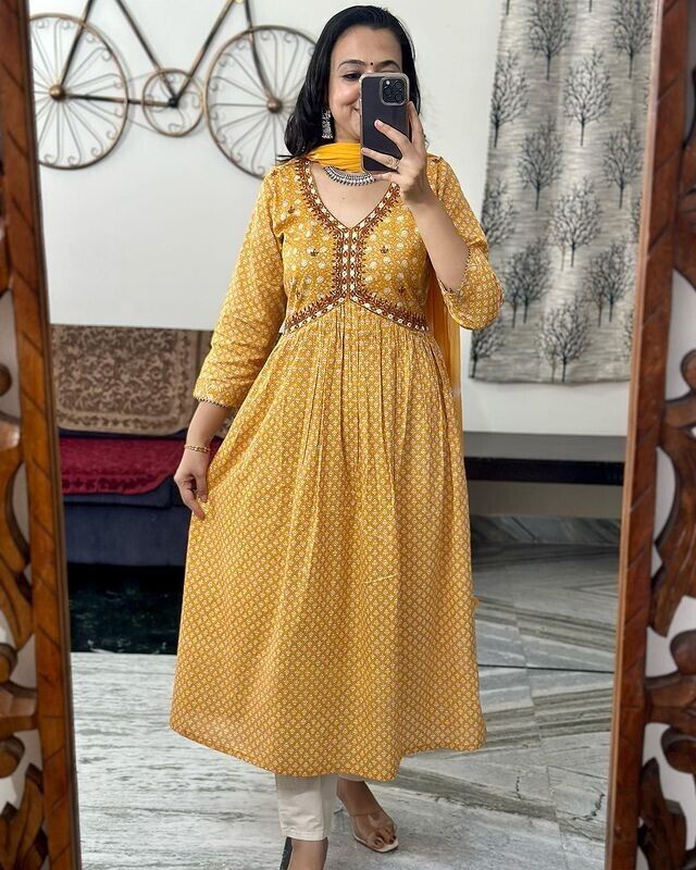 Yellow Bollywood Anarkali Gown Suit – Indian Pakistani Designer Wear