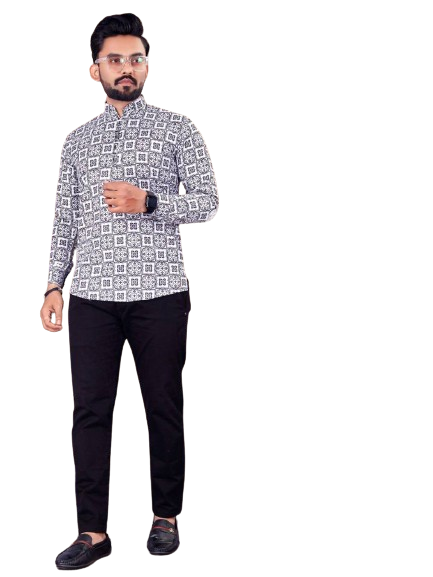 Traditional Printed Full Sleeves Short length Kurta/shirt full sleeve men kurta