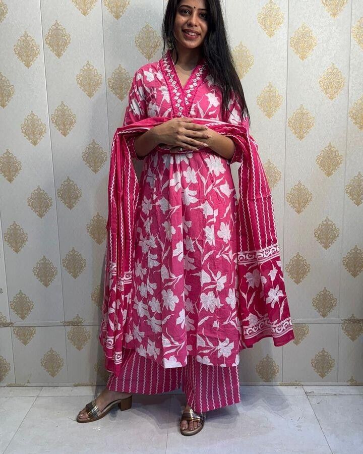Cotton Printed Indian Pakistani Salwar Kameez – Designer A-line Dress Wear Suit