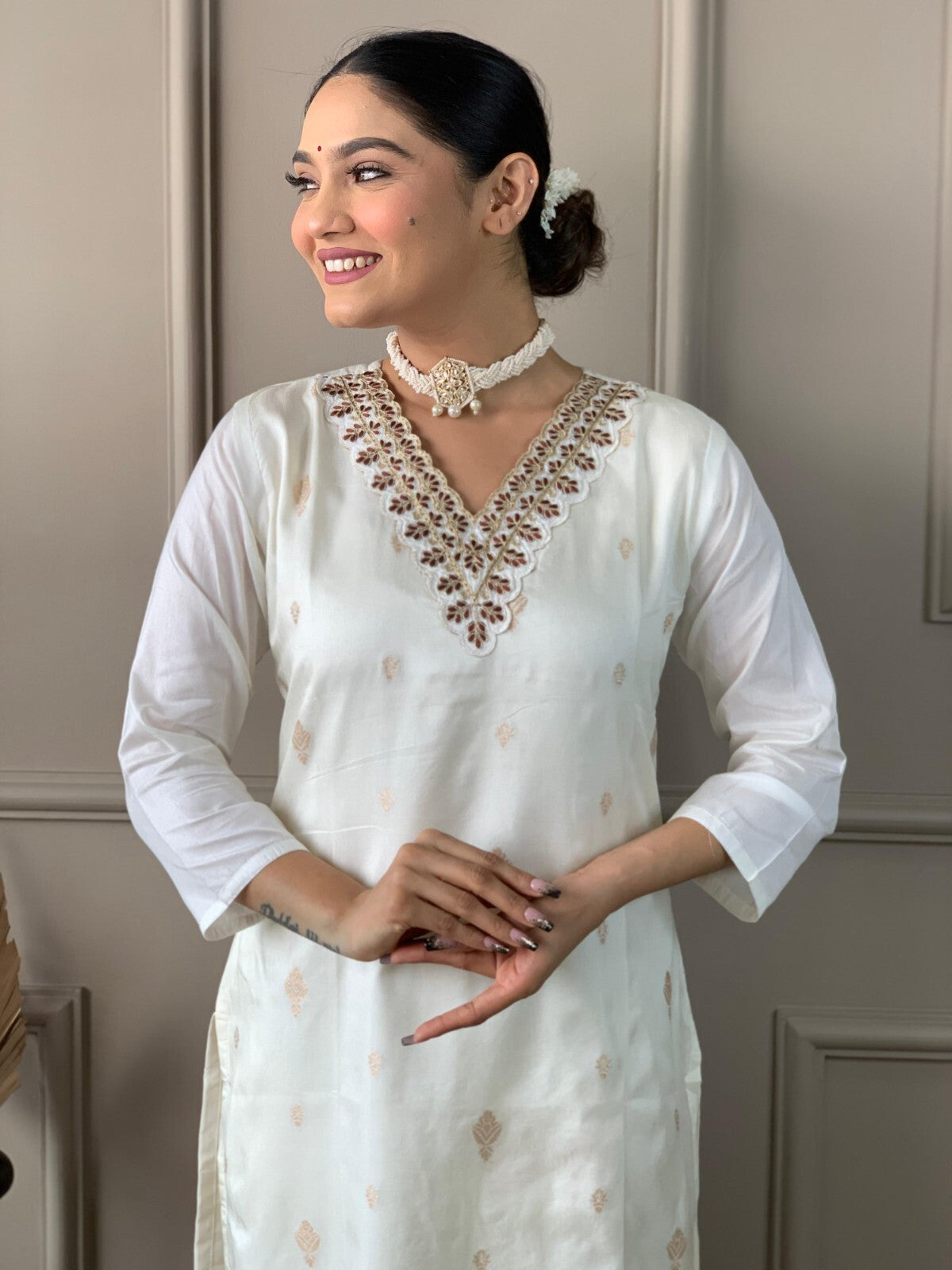 Elegant Cotton Straight Suit with Handwork – 3-Piece Set Salwar kameez