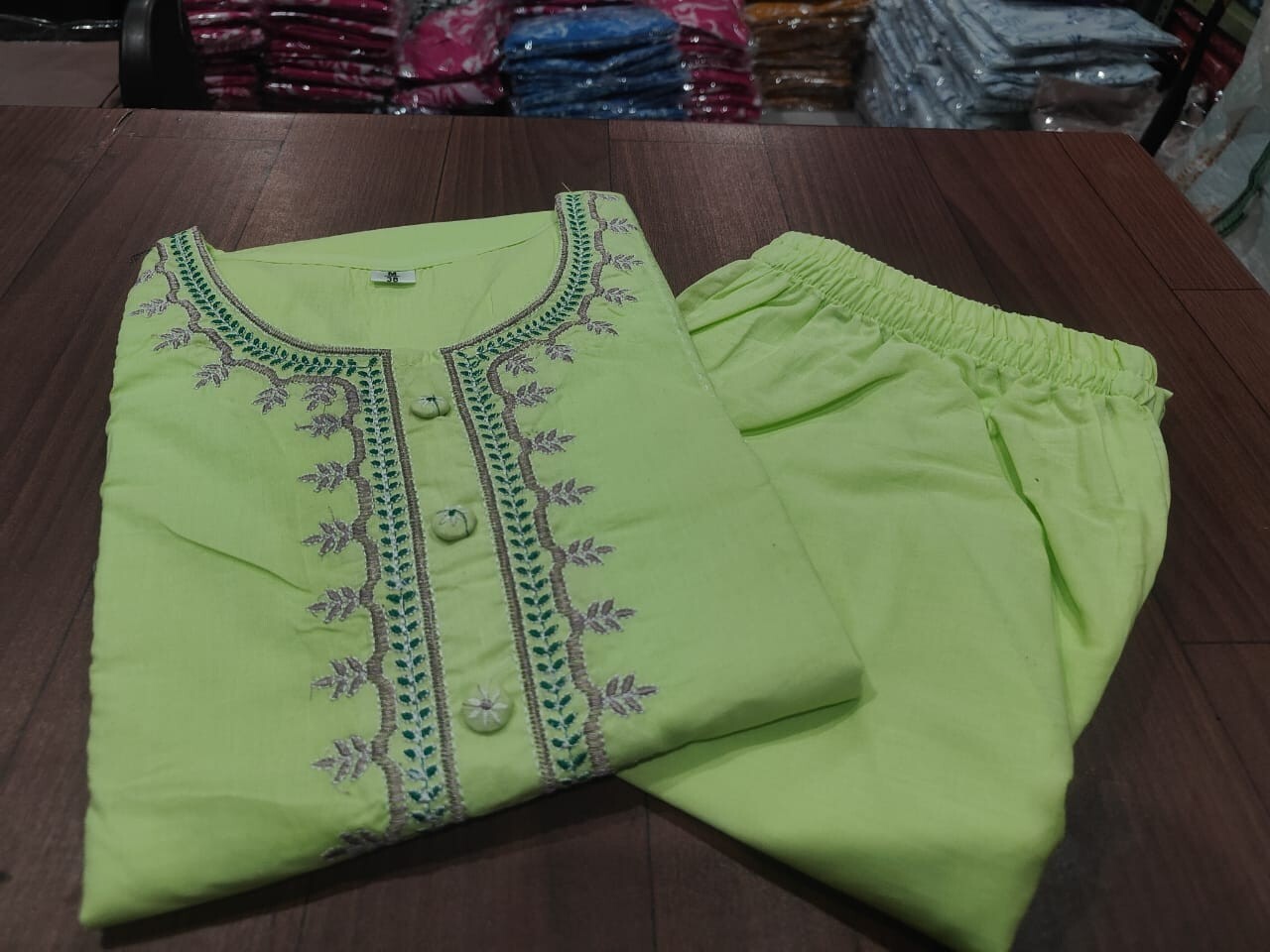 2 pcs Cotton Salwar Kameez Women Bollywood Party Wear Top Tunic Kurti Set