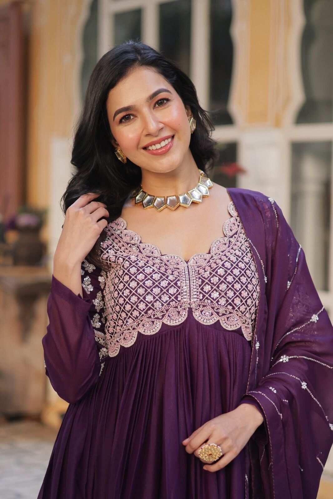Bollywood-Inspired Pakistani Indian Wedding Flared anarkali Gown Set suit