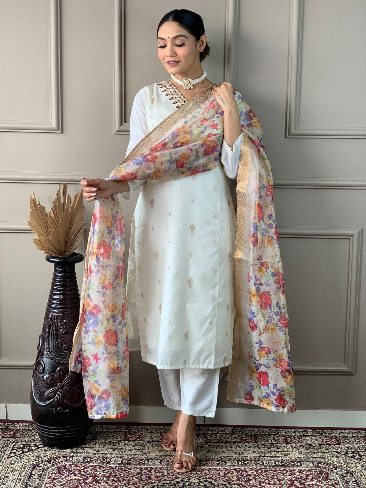 Elegant Cotton Straight Suit with Handwork – 3-Piece Set Salwar kameez