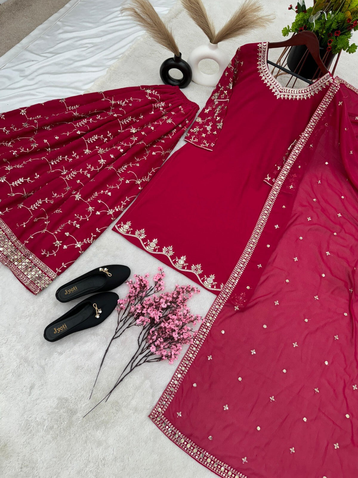 Bollywood Sharara Suit Ethnic Indian Kameez Salwar Pakistani Designer Georgette
