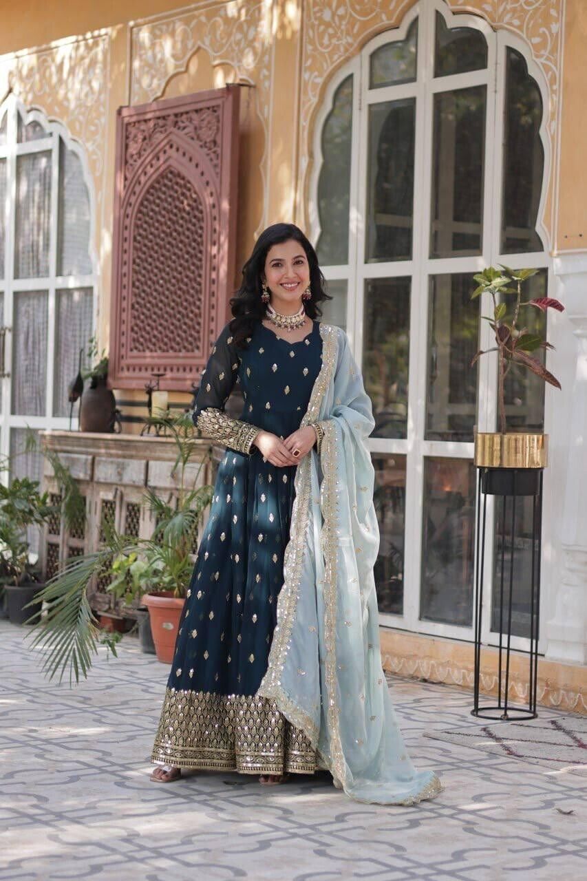 Indian Bollywood Bridal Party Heavy Pakistani Flared Anarkali  Wedding Gown
