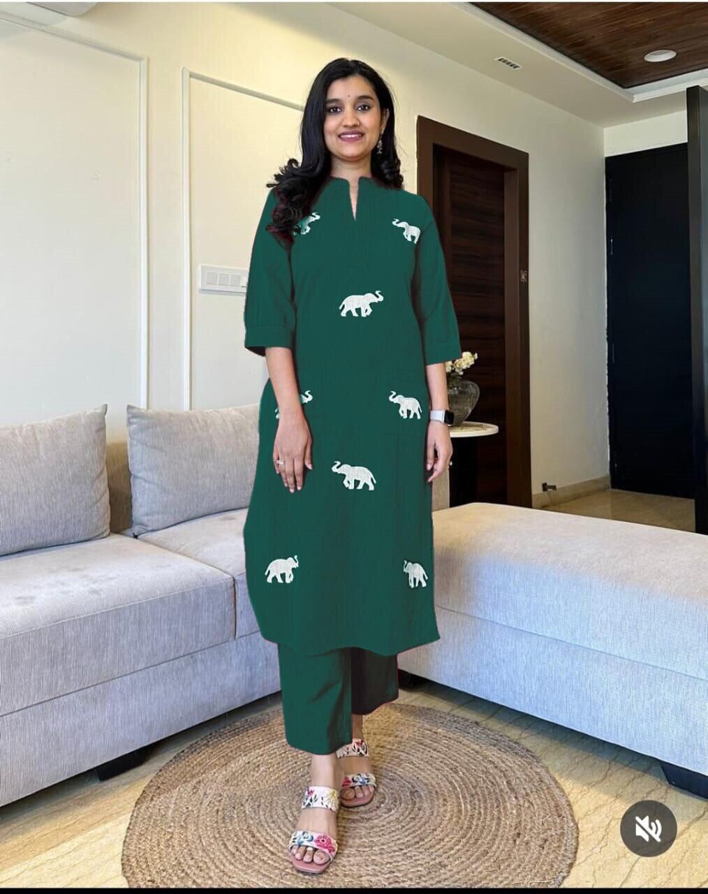 Cotton 2 PCS Pakistani salwar kameez Kurta Set with Pant Women Kurti Set