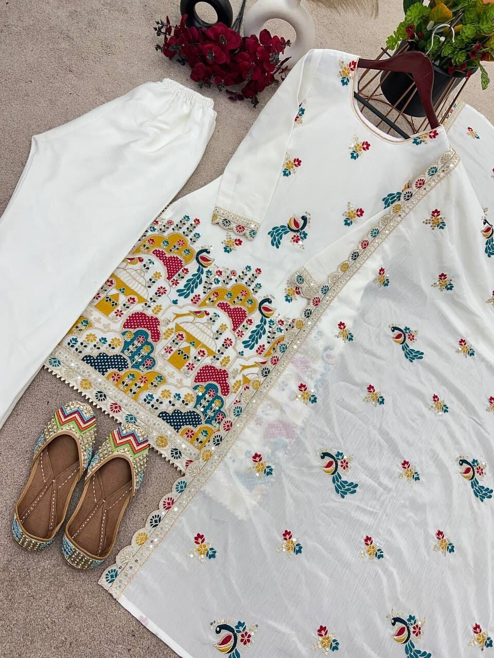 Chinon Silk Indian Wedding & Party Wear Salwar Kameez Set