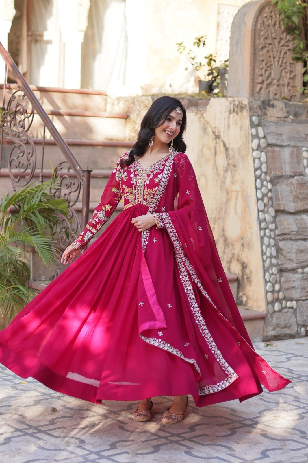 Anarkali Gown Red Pakistani Dress Suit Wear Indian Bollywood Long full length