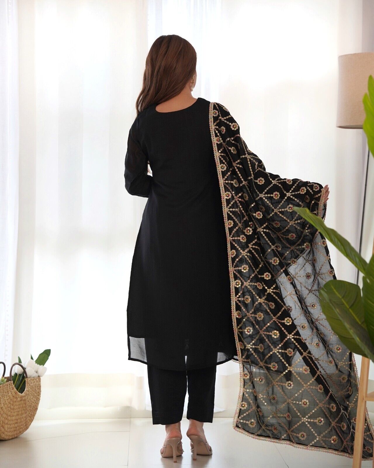 Designer Embroidered Vichitra Silk Salwar Kameez Set – Party & Wedding Wear