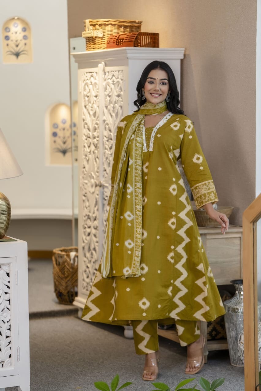Cotton Printed Indian Pakistani Salwar Kameez – Printed A-line Dress Wear Suit