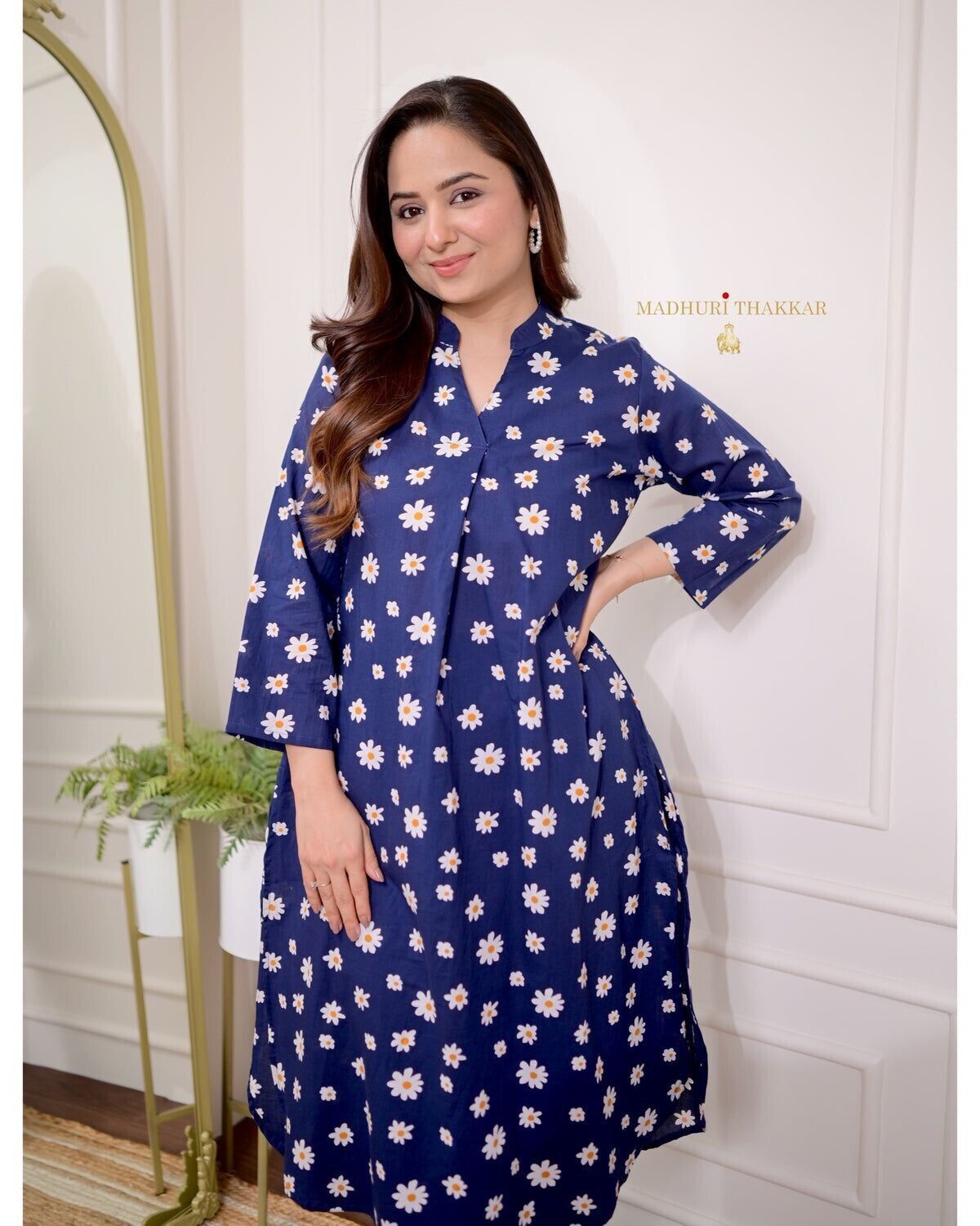 2 pcs indian women cotton kurta pant sets floral print co-ords set gift