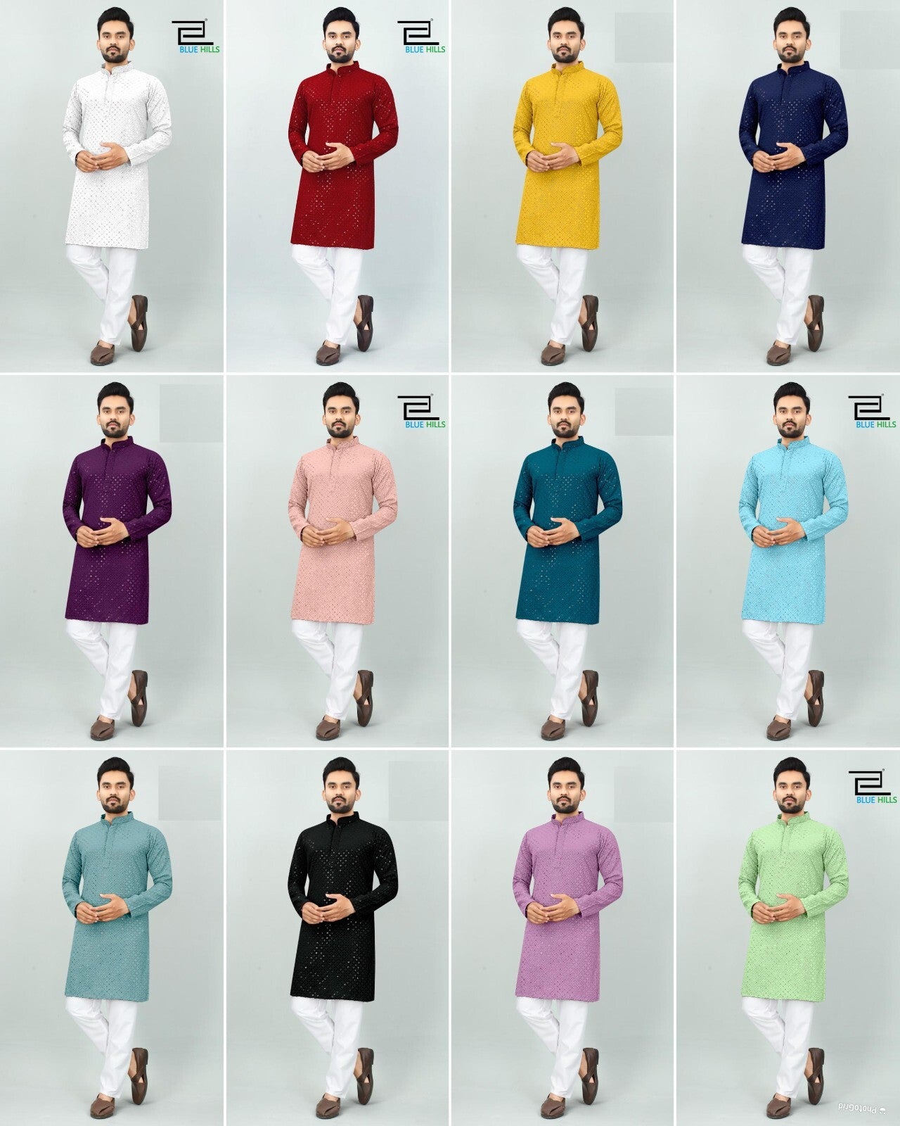 Men Kurta Long Pakistani Kurta Pyjama Indian Suits Sherwani Wedding Party Groom