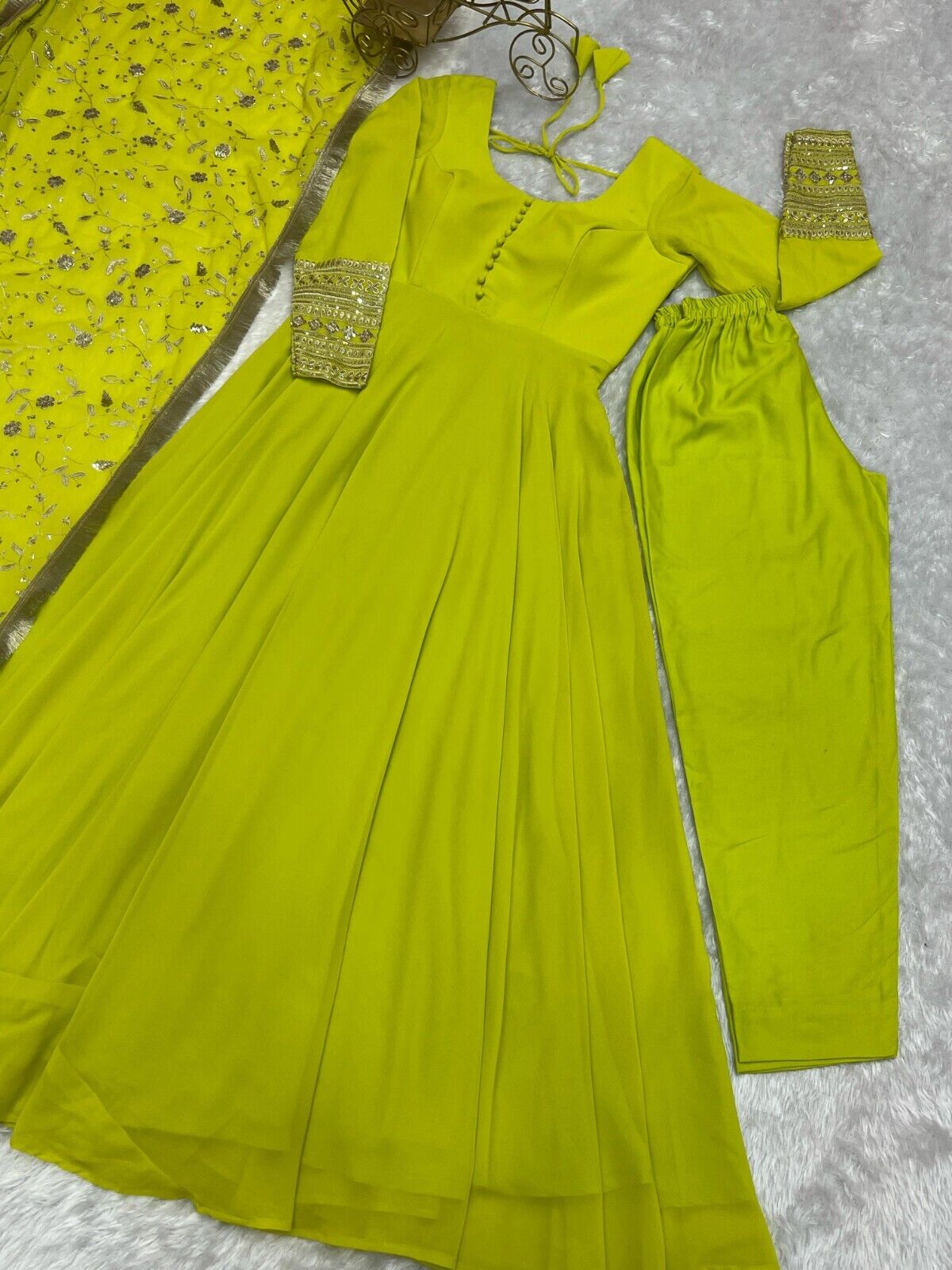 Designer Heavy Fox Georgette Anarkali Gown Set Fully Stitched & Ready to Wear