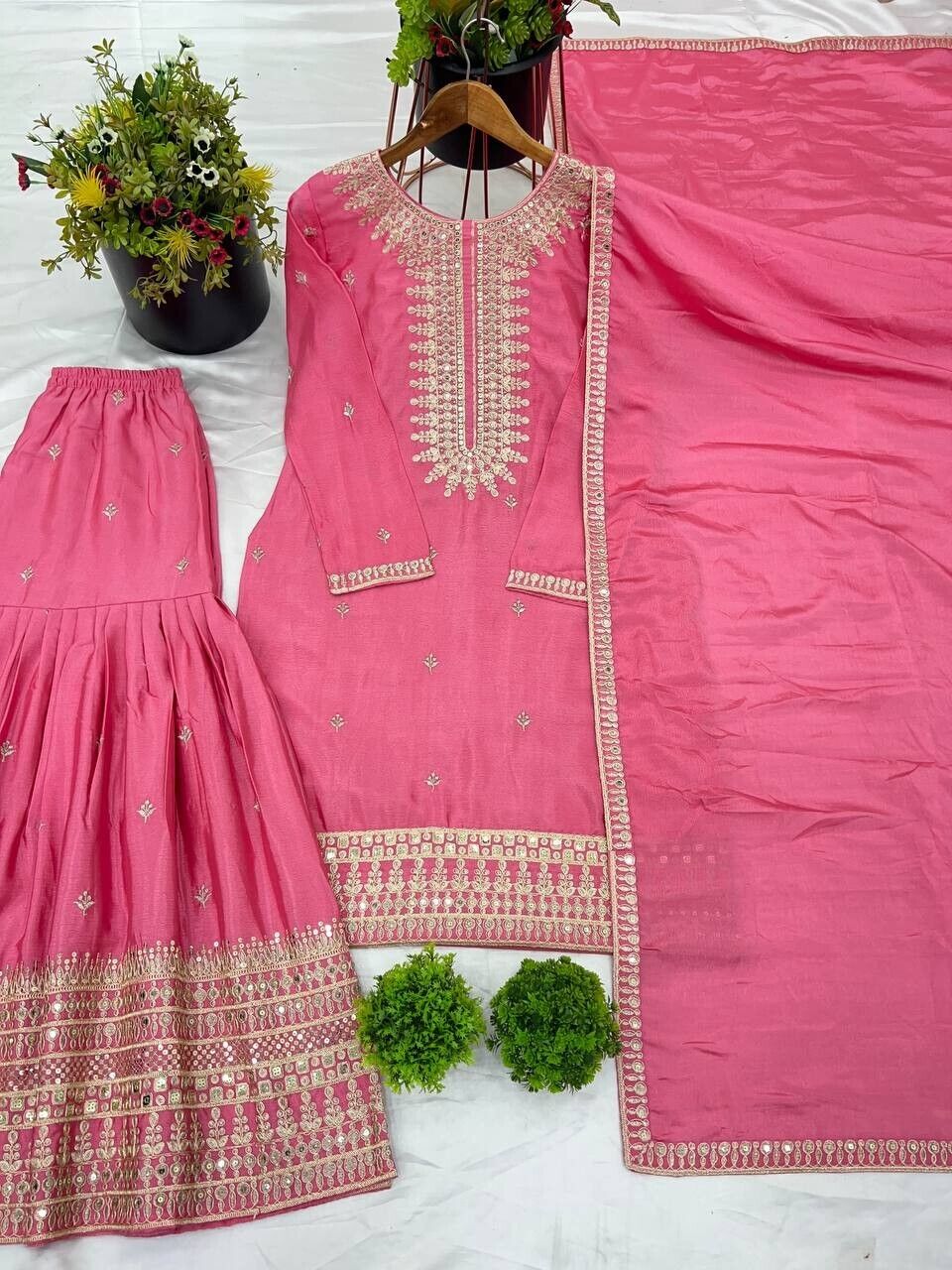 Embroidered Georgette Pakistani Party Wear Fancy Sharara palazzo Set