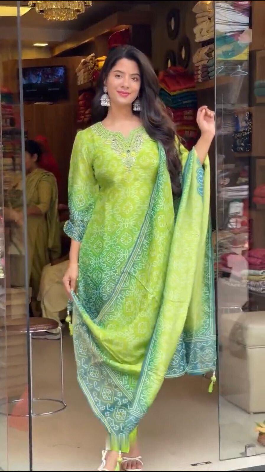 Chinon Silk Wedding Straight Salwar Kameez Indian Pakistani Designer Suit Dress
