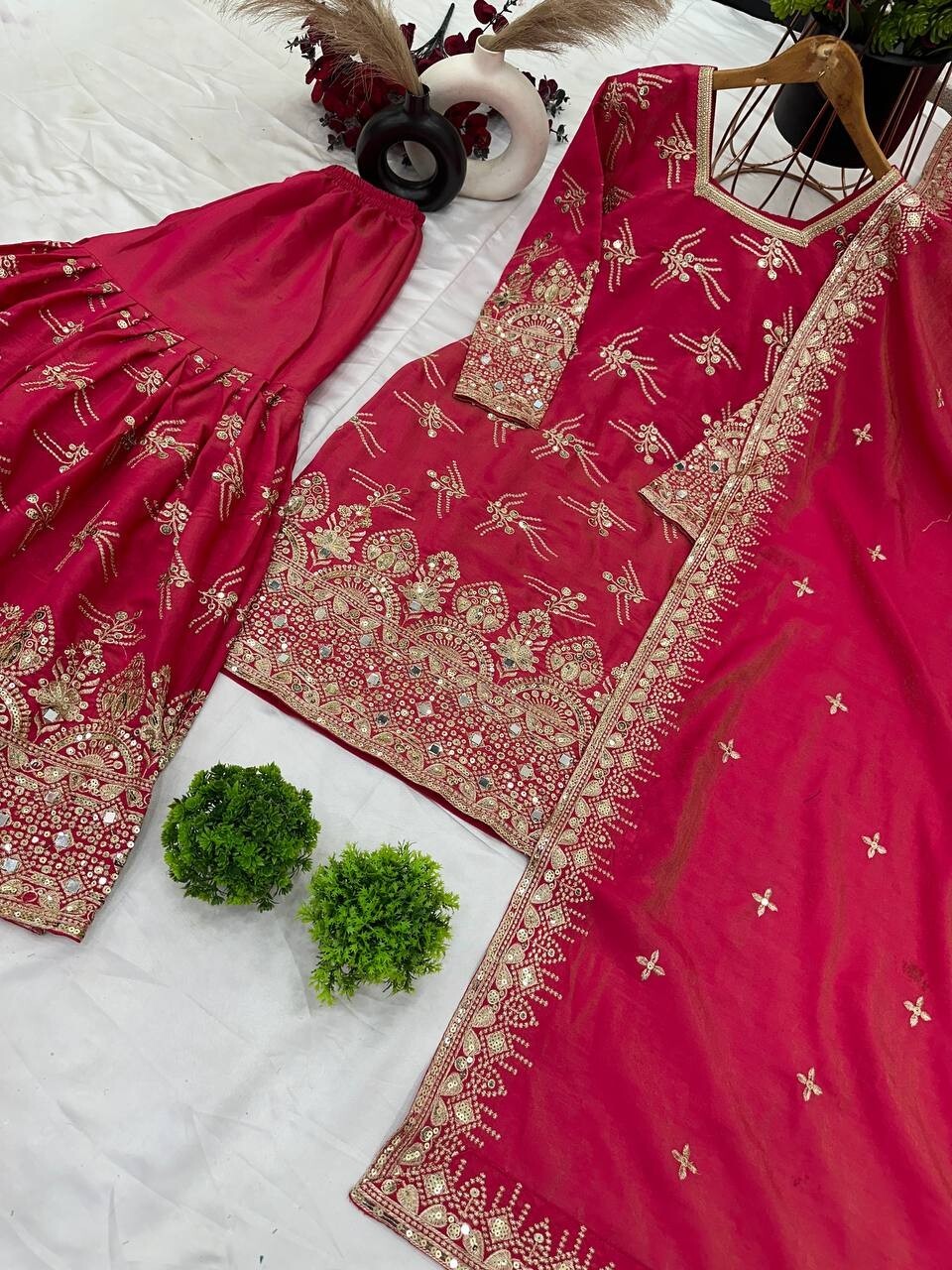 New Georgette Salwar Kameez Pakistani Wedding Party Wear Sharara Suit Style