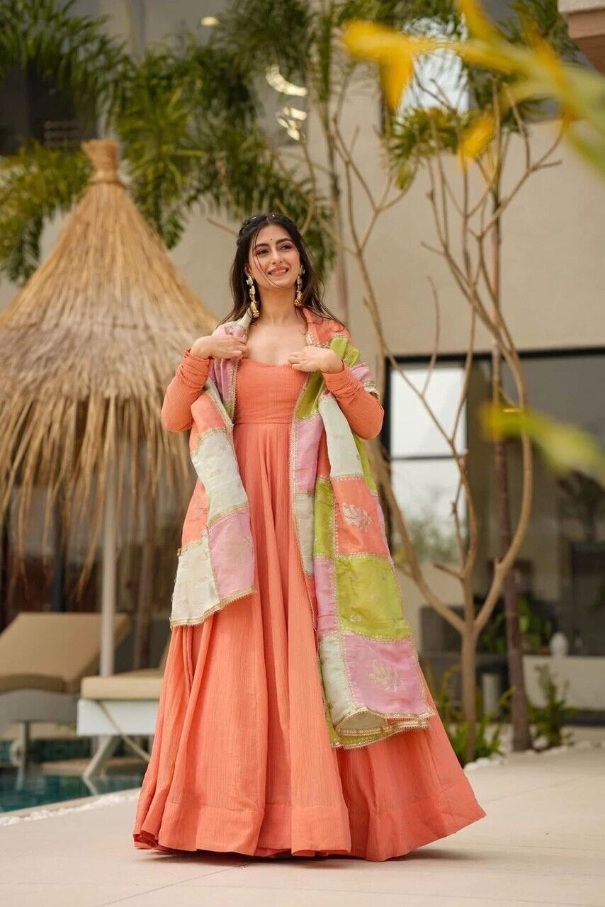 Indian Bollywood Tunic Kurti Designer Party Wear Kurta Flared Anarkali Suit Set