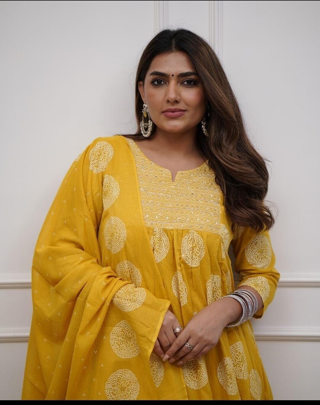 Bollywood Cotton Flared Anarkali Suit Gown – Indian Designer Wear  (Sizes S–3XL)