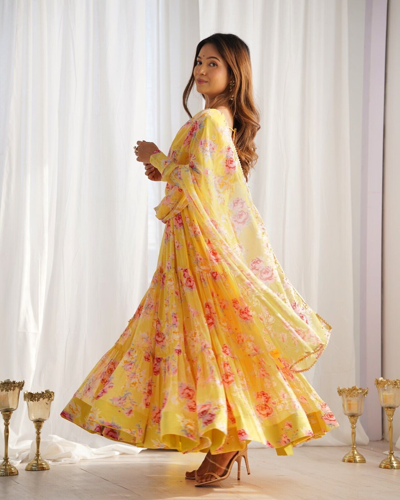 Georgette Full Floral Anarkali Gown Suit – Perfect for Festive Occasions
