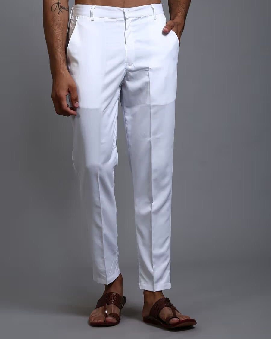 Mens Polo Stretch Pants Slim Fit Casual Cotton Skinny Trouser Dress Pants 34-44