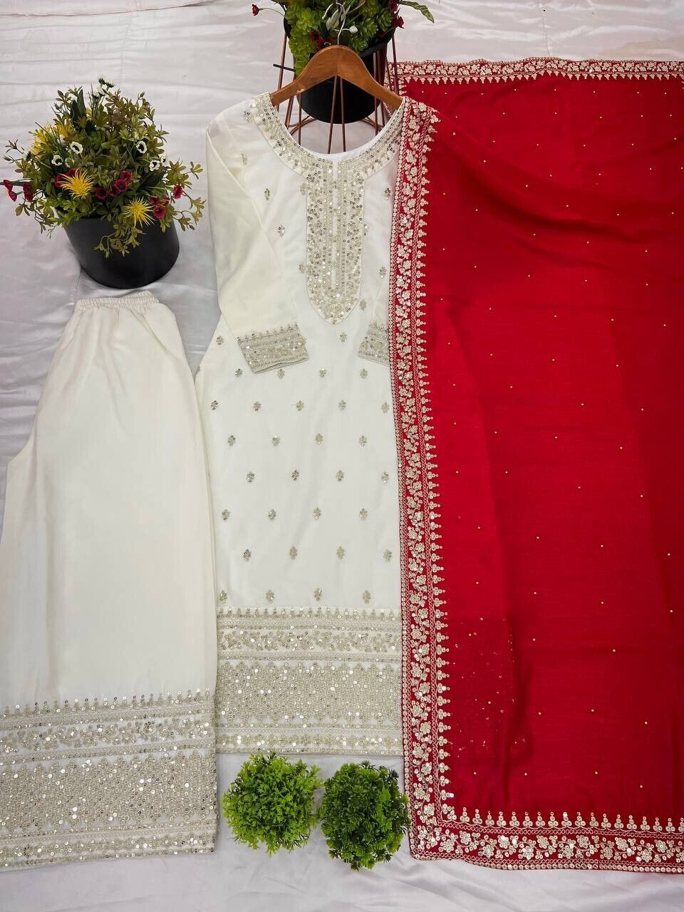Chinnon Silk Embroidered Salwar Kameez Set – Ready‑to‑Wear Party & Wedding Wear