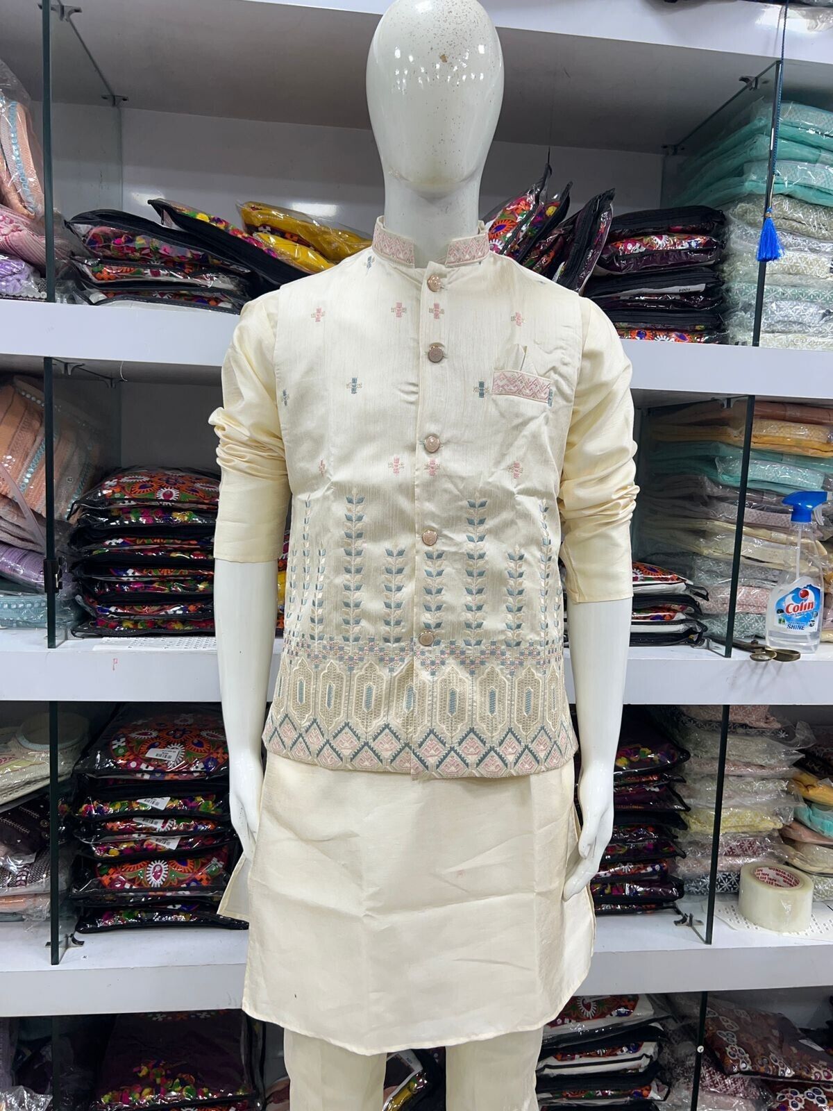 Indian Pure 100% Silk Kurta Pajama Long  Wedding Wear Fancy Kurta Pajama Koti