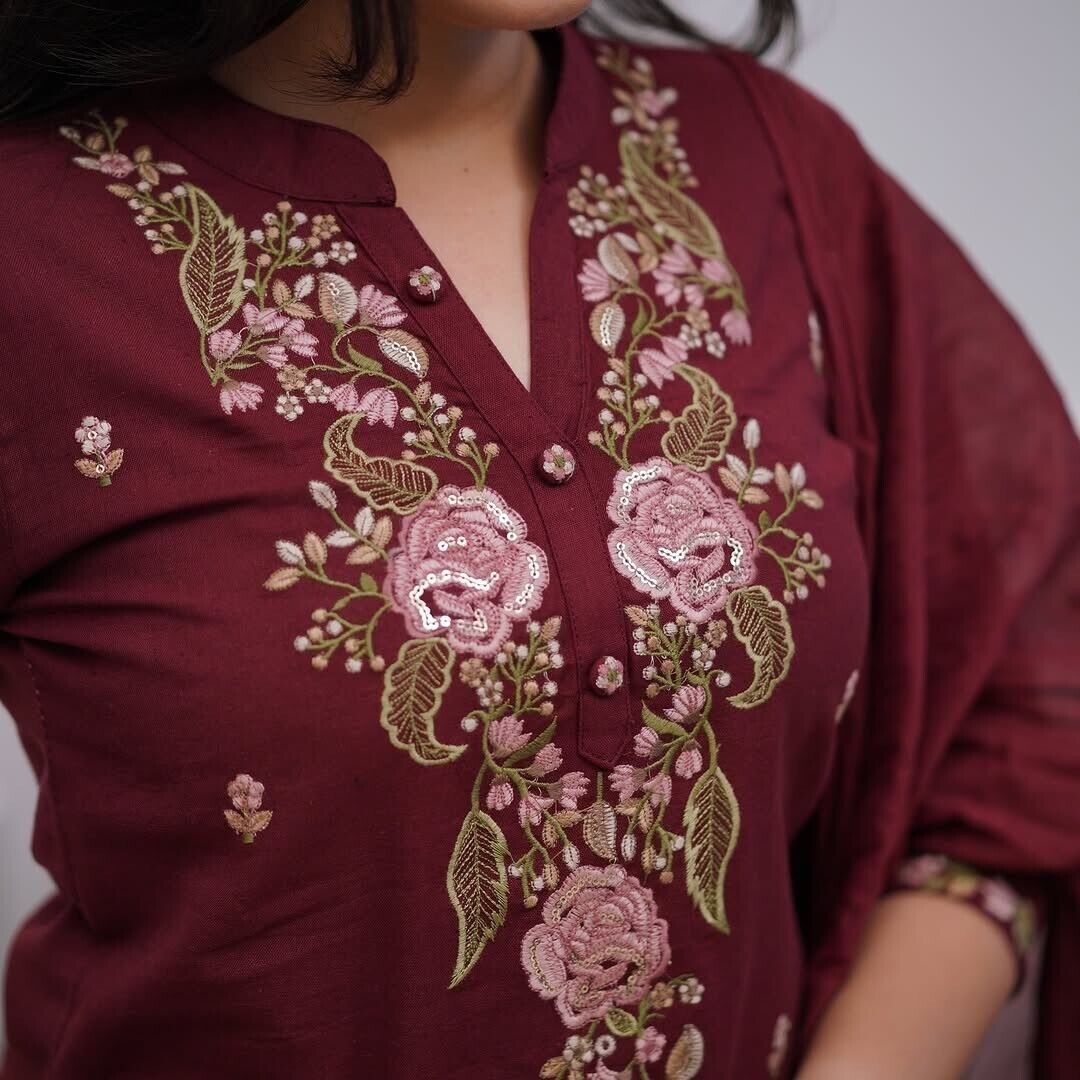 Women Designer Salwar Kameez Suit Indian Floral Printed Cotton Pant Dupatta Set