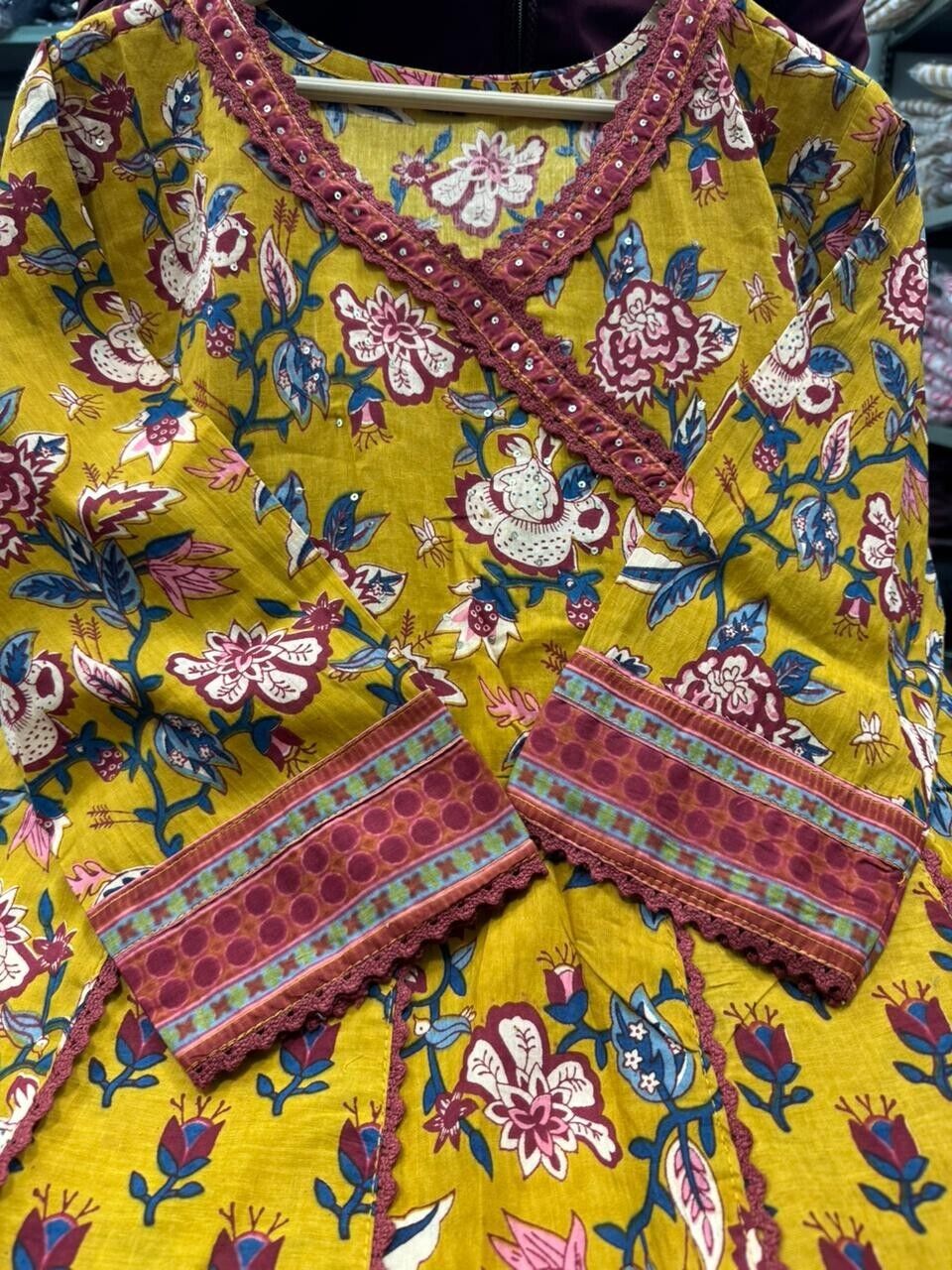 Cotton Beautiful Anarkali Kurti Suit Dress Indian Bollywood Ethnic Kurta Pant