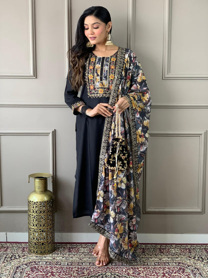 Women straight suit Elegant Viscose Silk Salwar Kameez Set readymade suit