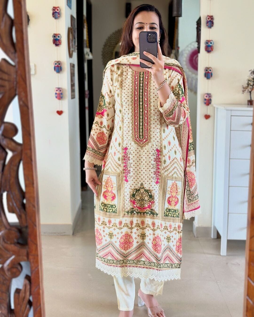 Indian Women Salwar kameez Straight Kurta Bollywood Top Tunic Printed Kurti