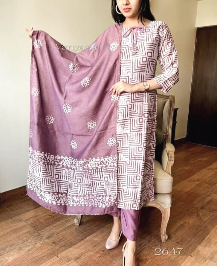 Cotton Salwar kameez  Printed Straight Kurta Pant & Suit Women Partywear